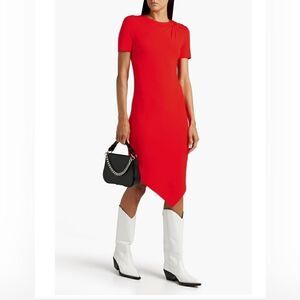 Helmut Lang bright red asymmetrical dress